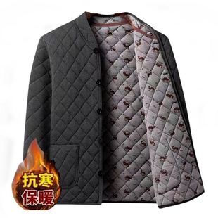 中老年加肥加大男士 棉服爷爷保暖外套 棉服羊羔绒加厚保暖爸爸冬季
