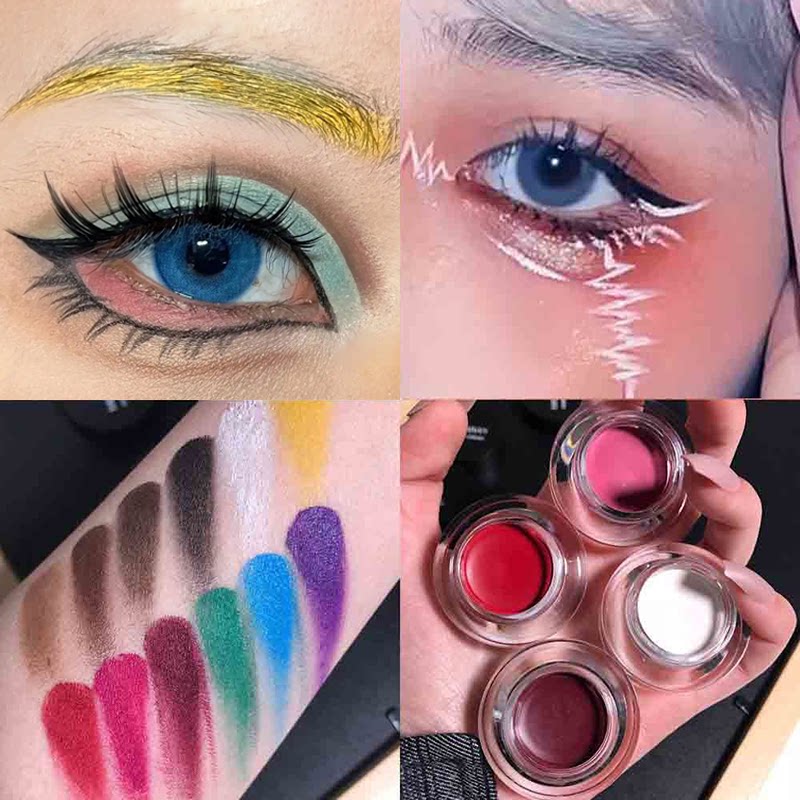 眉刷染眉膏防水持久不脱色粉棕色COS红白色眼线膏不晕染多色速干