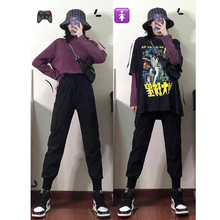 束脚超火工装裤女百搭显瘦高腰小个子宽松bf夏季薄款休闲运动裤