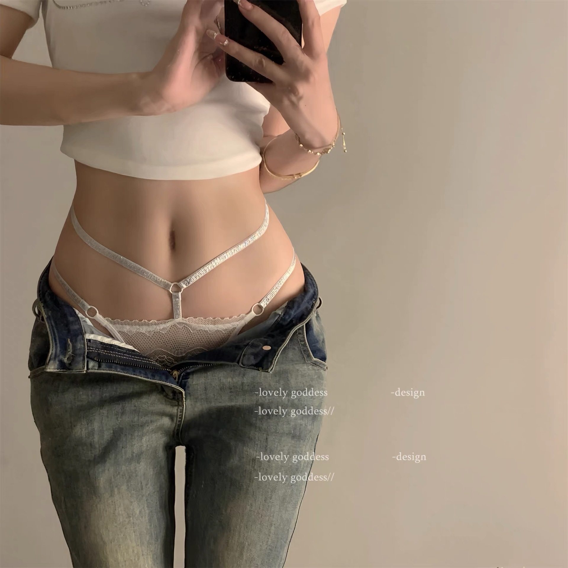 「LG」热辣超标*欧美性感蕾丝低腰交叉细带镂空纯欲丁字裤女内裤