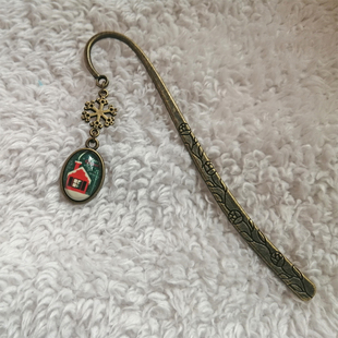 包邮圣诞时光宝石书签金属文具雪人老人吊坠学生儿童礼物来图定制