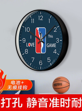 NBA球星挂钟篮球主题静音升级石