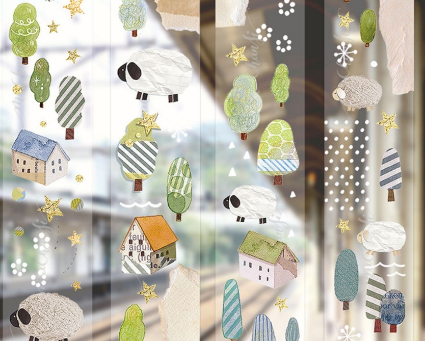 现货 木蝉司原创胶带绵羊森林 pet 和纸 手帐可爱小清新百搭ins风