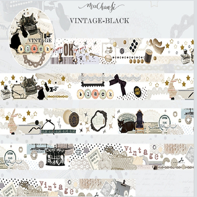 木蝉司 原创 风景系列vintage-black brown和纸PET百搭胶带