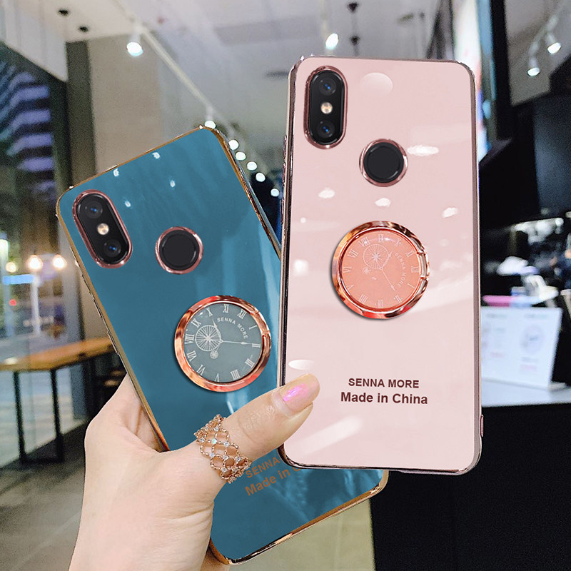 适用小米8手机壳创意时钟指环支架米8青春版全包镜头保护套防摔mi8