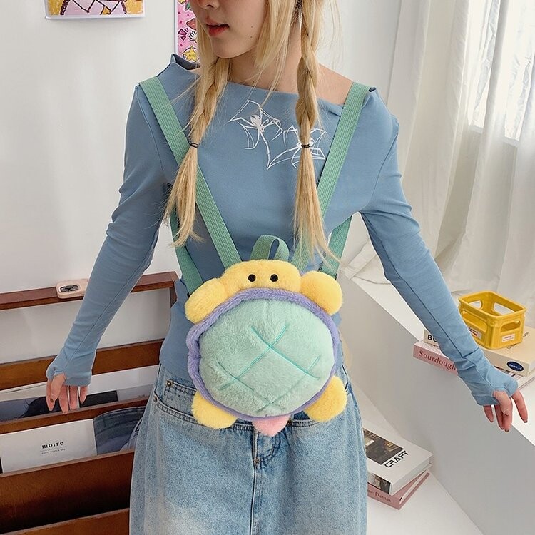 小海龟双肩包可爱卡通乌龟毛绒包少女背包动物玩偶包女ins风