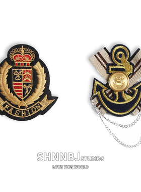 JK校园刺绣徽章带别针肖战同款制服学生校服学院风胸针饰品DK动漫