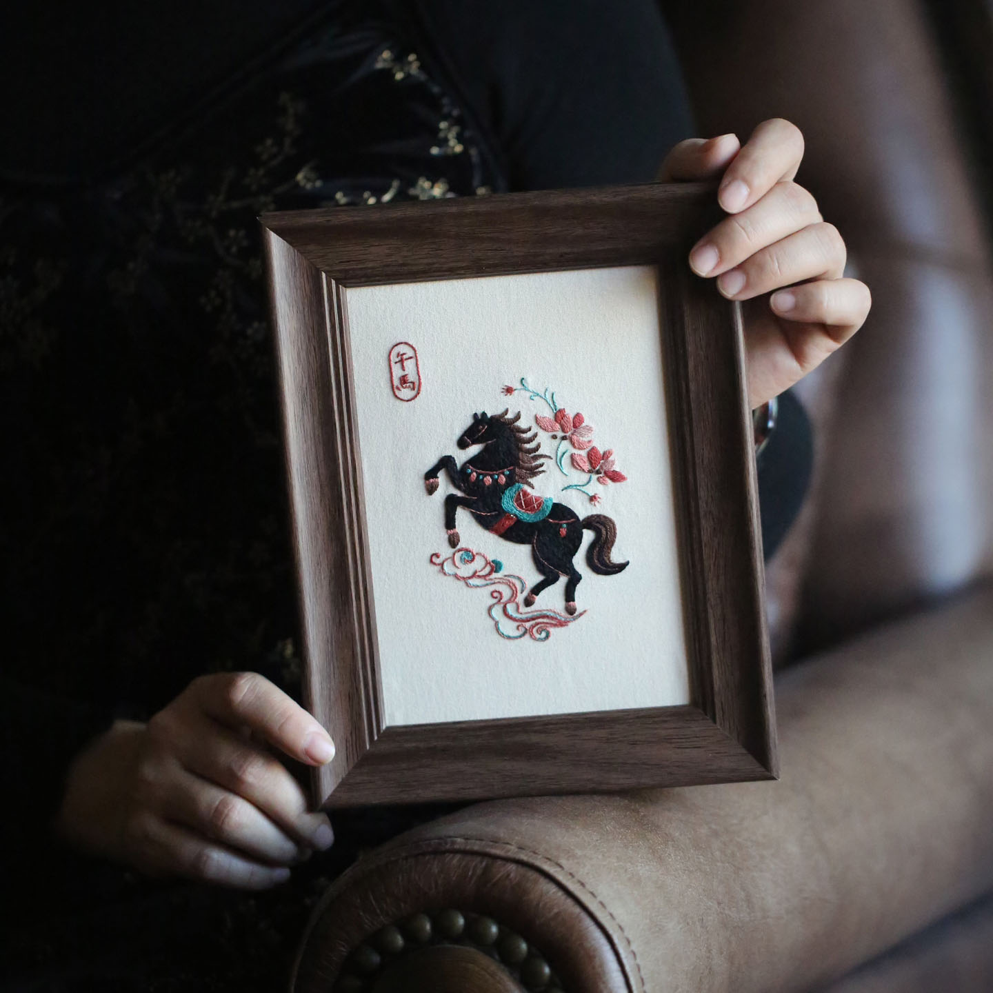 生肖马绣画diy绣花摆件装饰画礼