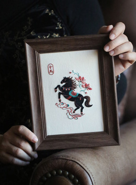 花寄生肖马绣画diy刺绣手工材料包自制马年绣花摆件装饰画乔迁礼
