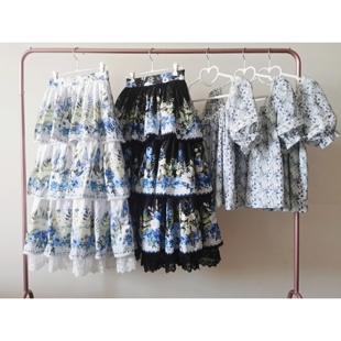 【自制】春日花园Lolita半身裙复古印花原創設計大裙摆SK