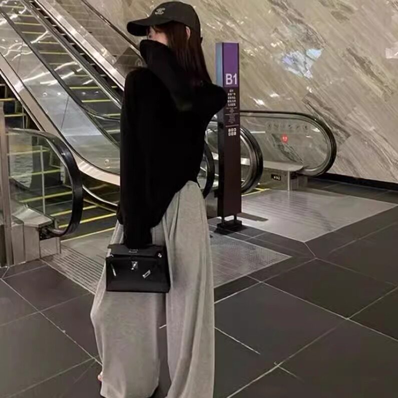 冰丝山本裤奶奶裤萝卜裤甜辣妹修身显瘦垂感网红ins风糯米裤