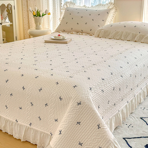 A类莫代尔天丝床盖单件夏季新款凉感床单榻榻米花边炕盖防滑床垫