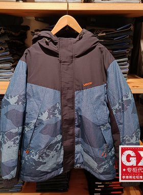 正品levis李维斯2025冬休闲保暖男士蓝色连帽羽绒服004Z8-0000