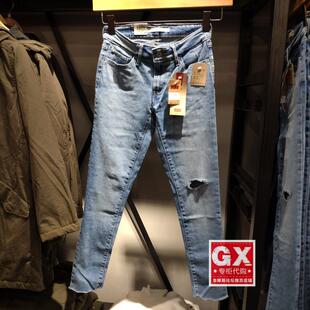女紧身提臀破洞小脚牛仔裤 GX出品Levis李维斯 711新款 0424 18881