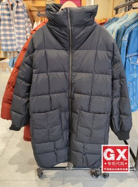 Levis李维斯A0688-0001时尚秋冬款女黑色立领两面穿中长款羽绒服