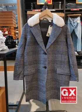 GX出品 Levis李维斯 75657-0002 女 时尚毛领休闲中长款羊毛大衣