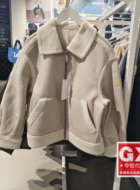 专柜Lee女款白色羊羔毛保暖宽松外套LWT003916200046-97w000