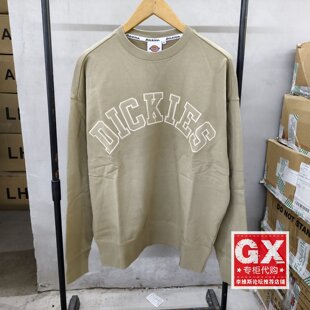 Dickies 男款圆领沙色字母印花宽松休闲运动卫衣DK013103CH11