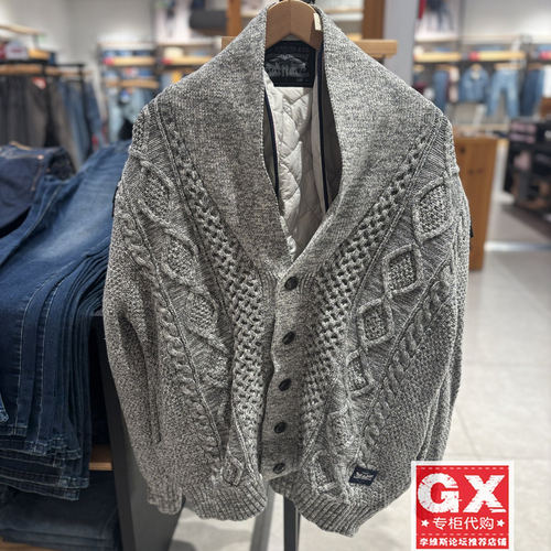 专柜正品灰色Levis李维斯男宽松夹棉开衫针织棉服外套001DT-0001