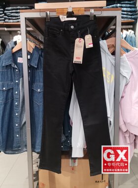 GX出品Levis李维斯 18883-0016 724高腰女紧身黑色提臀小脚牛仔裤