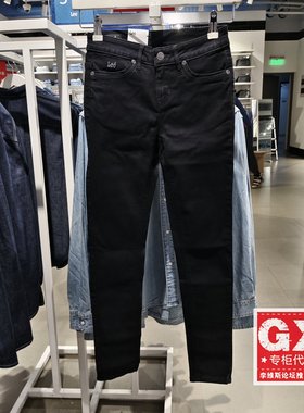 Lee400高弹紧身中腰水洗小脚黑色女牛仔裤LWB100400100074-898L00