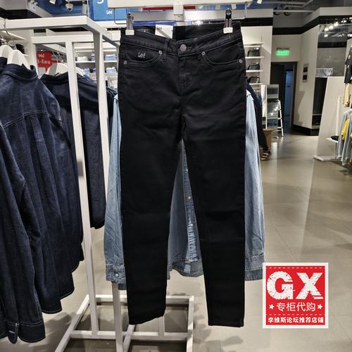 Lee400高弹紧身中腰水洗小脚黑色女牛仔裤LWB100400100074-898L00