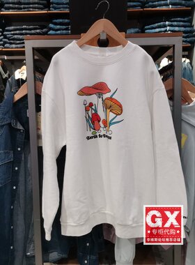 GX出品 Levis李维斯 34363-0013 女白色时尚印花设计圆领长袖卫衣