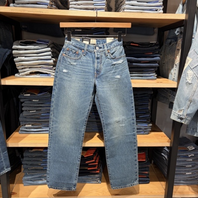 正品levis李维斯2025秋501中腰直筒女士破洞纽扣牛仔裤A1959-0064