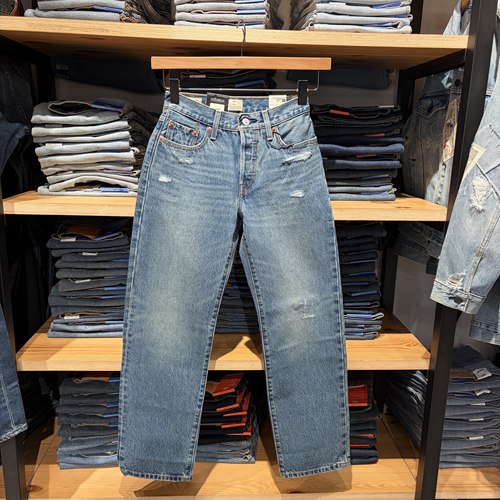 正品levis李维斯2025秋501中腰直筒女士破洞纽扣牛仔裤A1959-0064