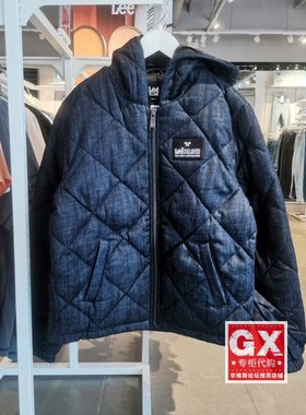 专柜正品Lee LMT0017442HG00F-898L00深蓝色保暖男休闲连帽羽绒服