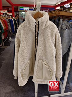 Levis李维斯A0715 女士外套 0000白色仿羊羔绒宽松立领中长款