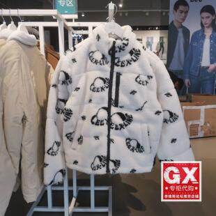 专柜Lee男女同款白色羊羔毛加厚羽绒外套LUT007202204195-A00005