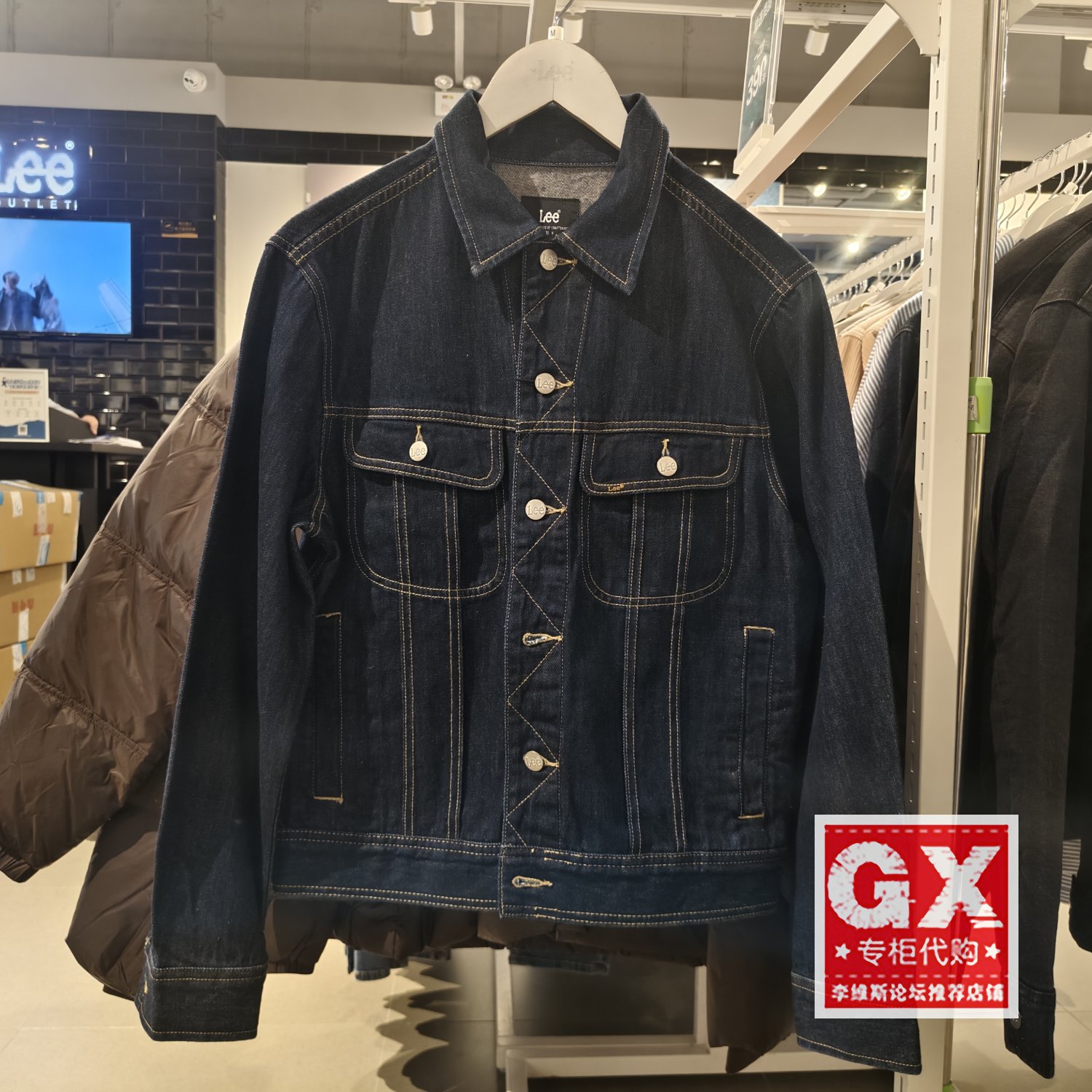 Lee正品24春夏男深蓝色修身牛仔夹克外套LMT006568101291-898L00