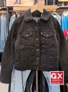 国内 李维斯 LEVIS 36136-0020 女款 羊羔绒黑色牛仔棉衣棉服
