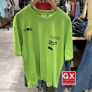 0002 潮流纯棉圆领绿色印花宽松T恤A4300 levis李维斯国内代购 男士