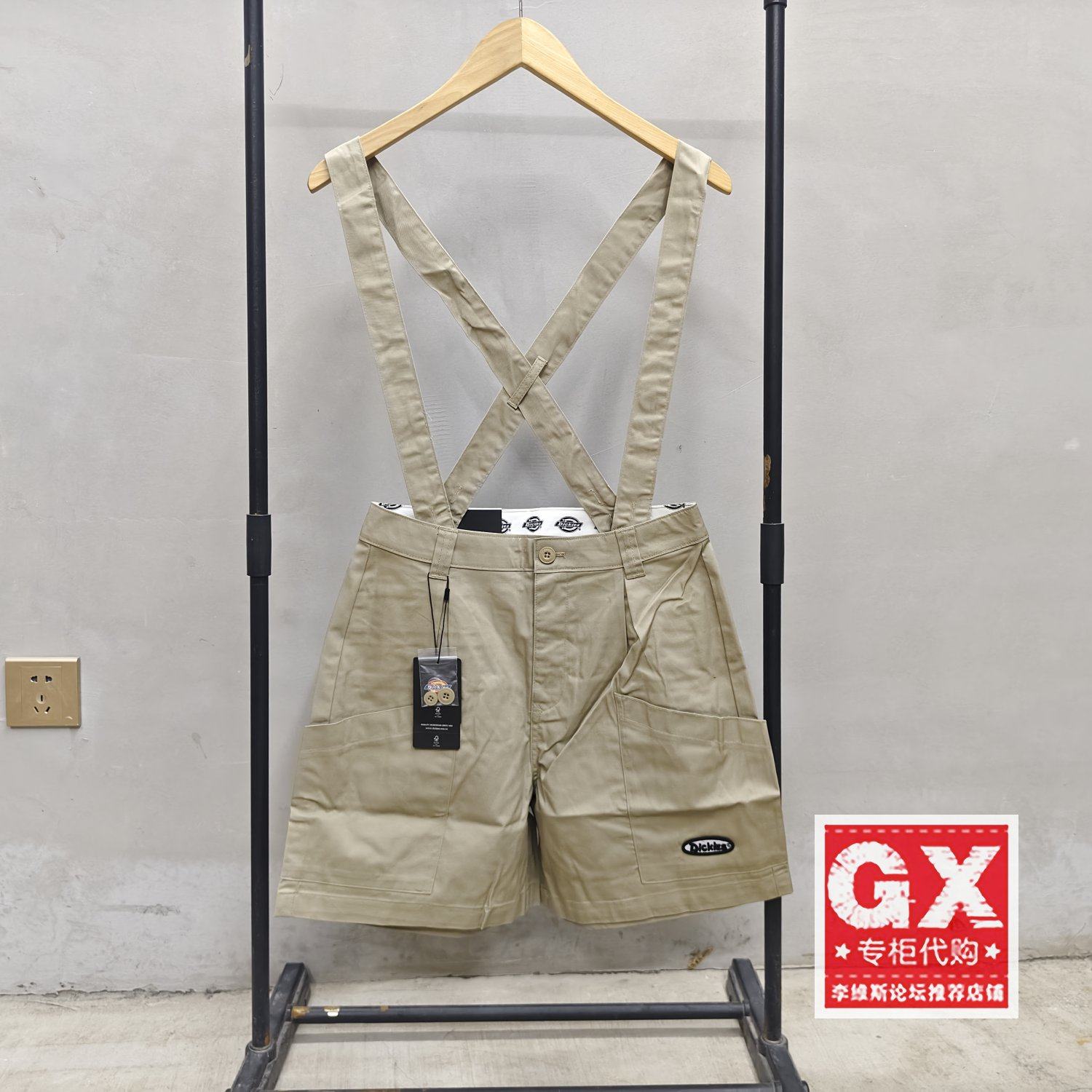 专柜正品DICKIES女士黑色纯棉背带休闲短裤DK010297HC11