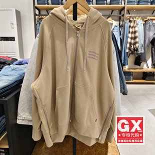 0000 宽松拉链卫衣0016N 专柜正品 Levis李维斯女士连帽土黄时尚