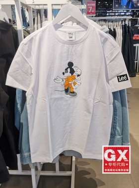 Lee2023春夏款米奇联名款白色短袖T恤LMT0050813RX00F-K14000