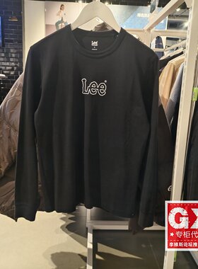 Lee正品25春男款长袖圆领套头黑色卫衣LMT0067734DR00F-K11000