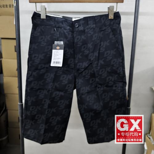 专柜正品DICKIES男士印花黑色工装纯棉时尚休闲短裤DK011585BLK1