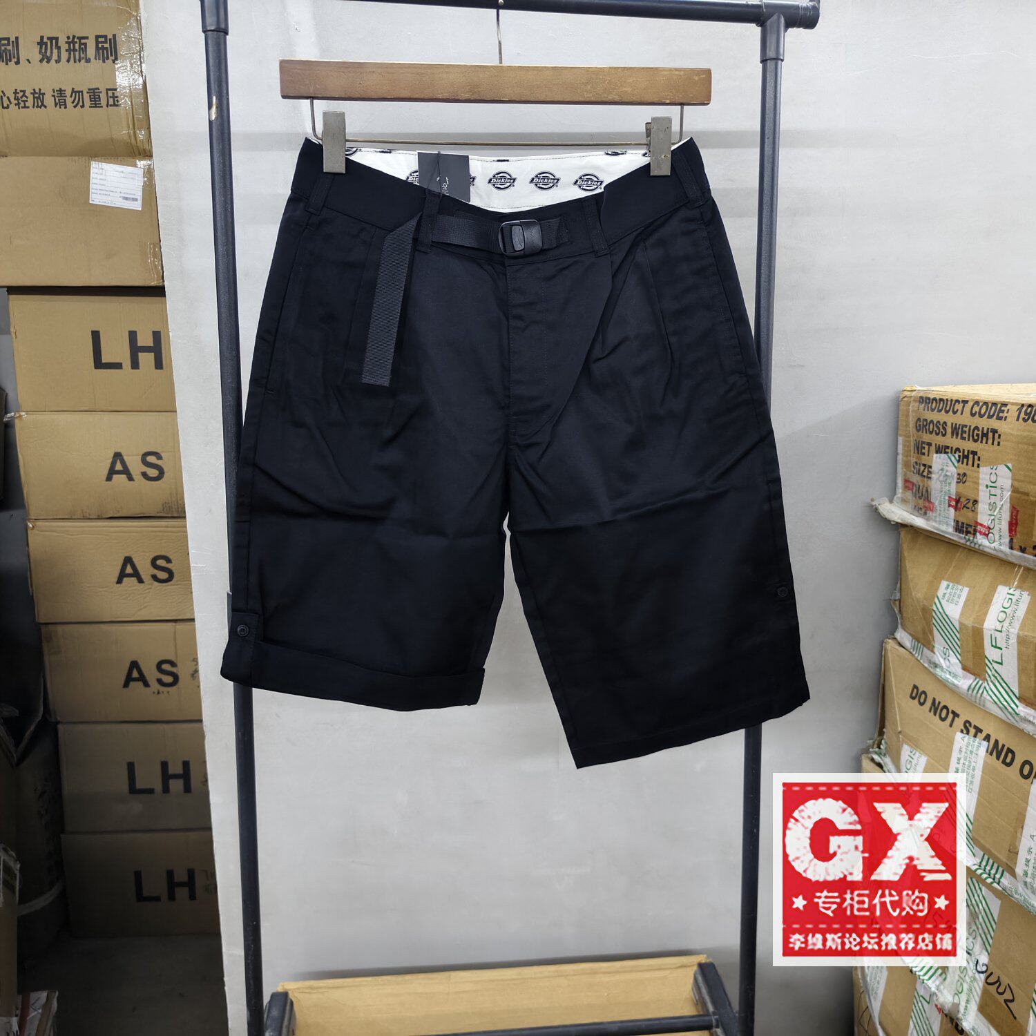 专柜正品DICKIES男士黑色工装纯棉时尚休闲短裤DK010262BLK1