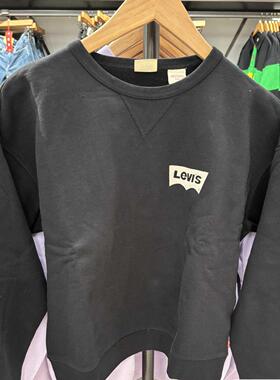 专柜正品Levis李维斯女士时尚圆领套头黑色LOGO卫衣A7288-0019