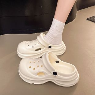 优遇家 2025夏季 新款 外穿增高厚底洞洞鞋 时尚 简约纯色女款