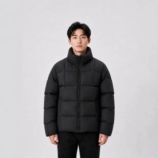 久鸣纯色上衣外套男装男式羽绒服时尚潮流编织羽绒服轻奢夹克黑色