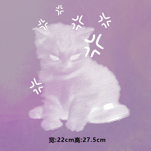 潮牌生气模糊小猫图案烫画贴时尚印花衣服图案热转印白墨烫画贴纸