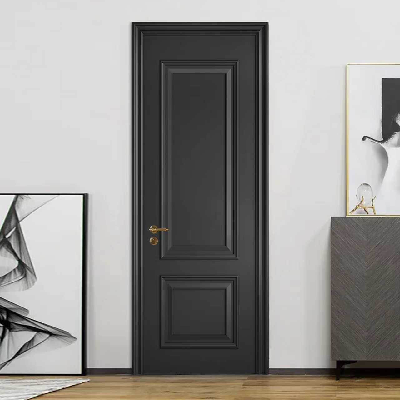 极简复合烤漆实木门卧室家用书房隔音房间门套装折叠室内门定制