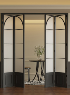 法式复古阳台折叠门客厅卧室卫生间厨房隔断玻璃门钛镁铝合金移门