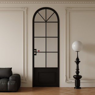 定制法式复古卫生间门玻璃厕所门钛镁合金厨房浴室洗手间拱形门