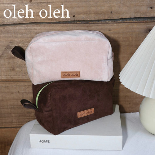 oleholeh撞色麂皮大容量化妆包