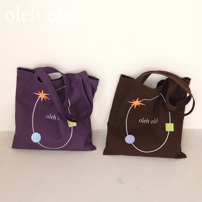 oleholeh星星刺绣单肩帆布包